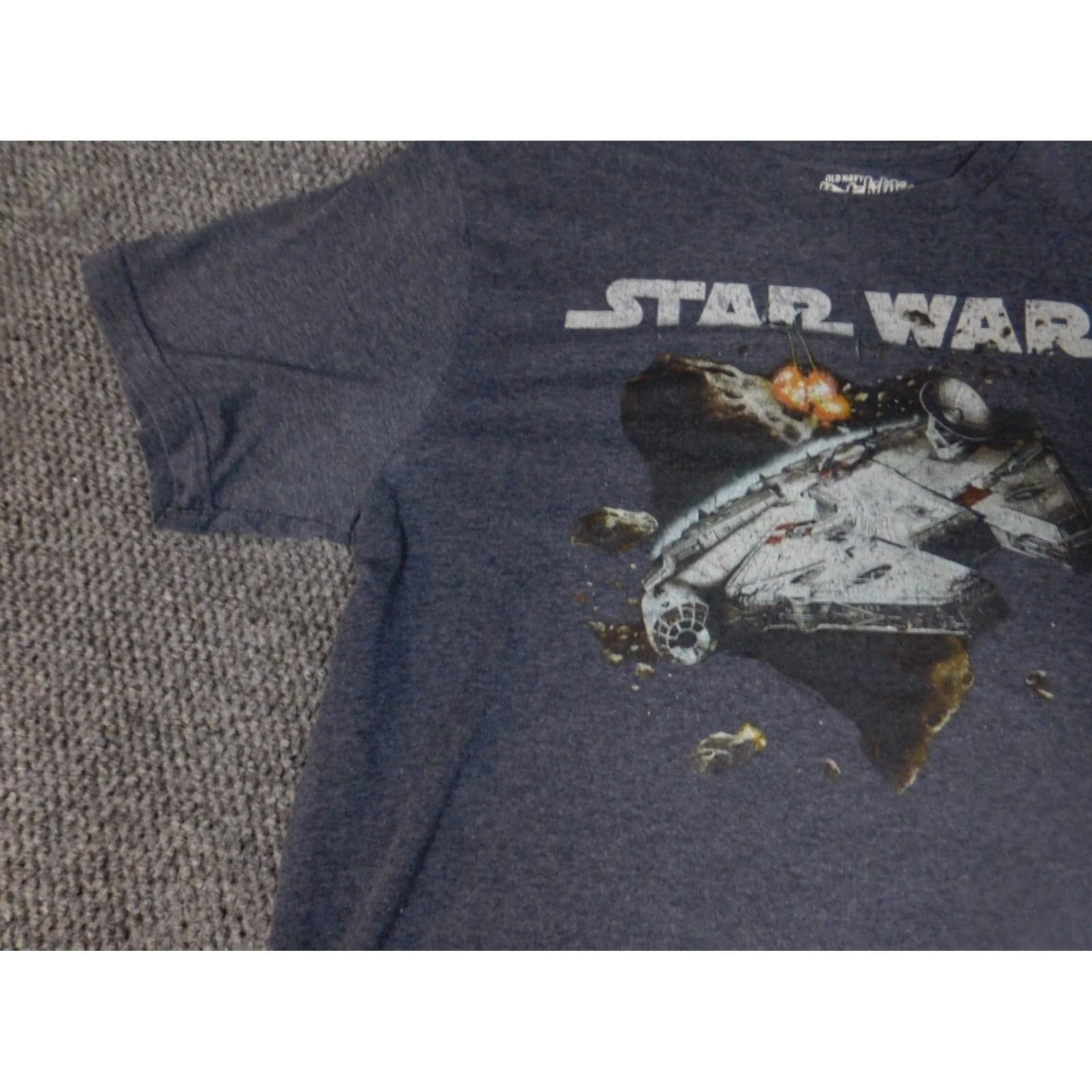 Old Navy Old Navy Mens T-Shirt Short Sleeve Blue Star Wars Logo Henley Cotton Knit L Regular Discoloration under arms Size US L / EU 52-54 / 3 - 7 Thumbnail