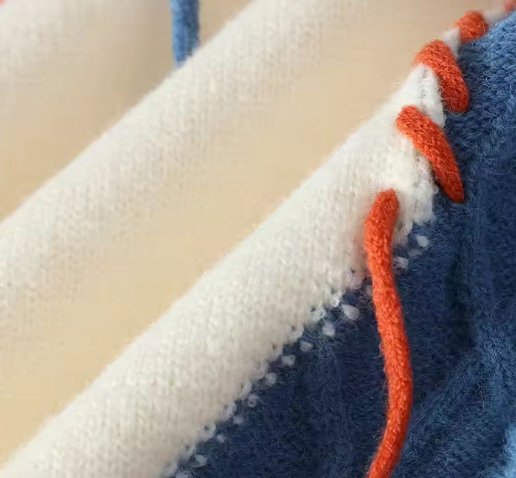 Japanese Brand Contrast Orange Blue Thread Sweater Knitted Sweatshirt Size US L / EU 52-54 / 3 - 3 Thumbnail