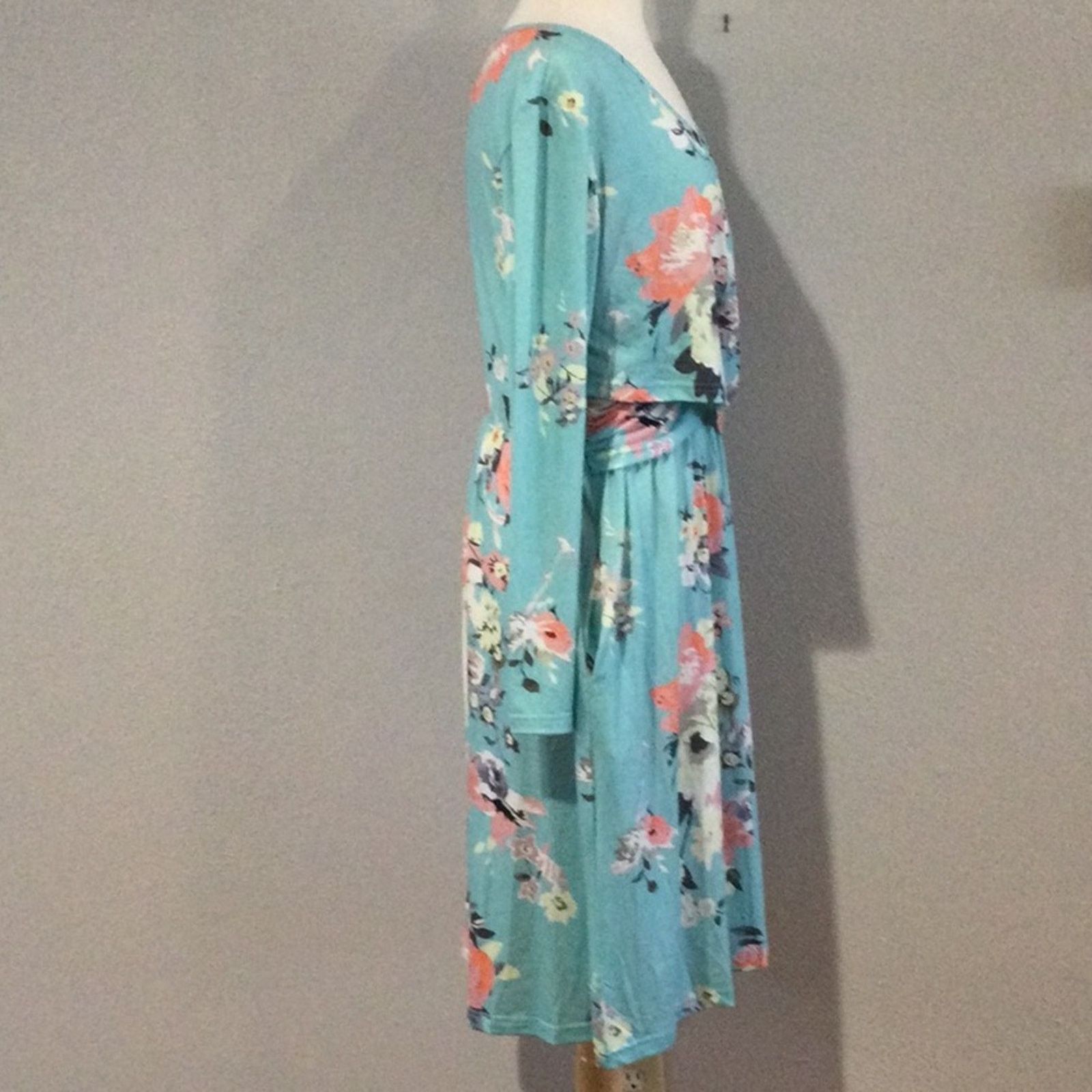 Other Ouges Blue Floral V-Neck Wrap Waist Knee Length Dress XL Size XL / US 12-14 / IT 48-50 - 5 Thumbnail