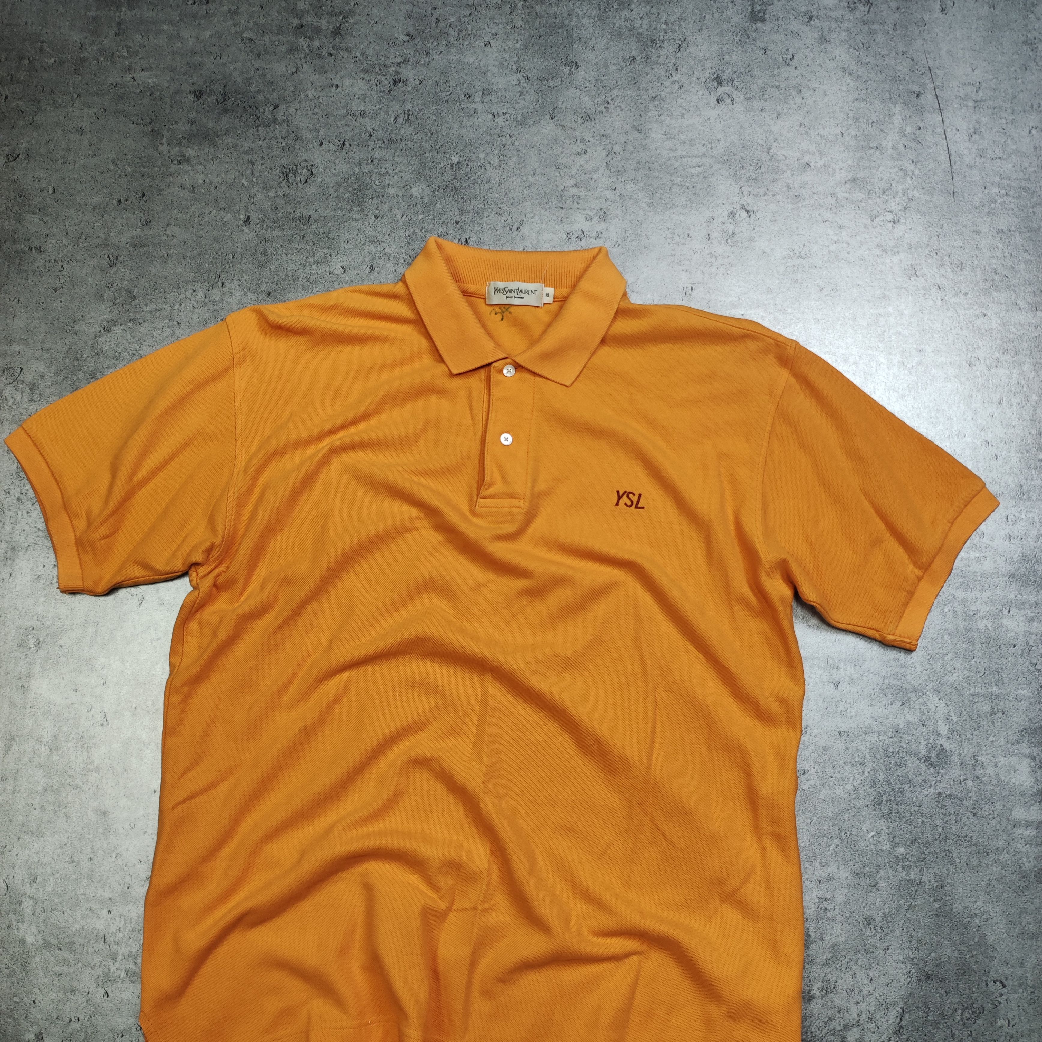 Vintage × Yves Saint Laurent RARE vintage YSL Yves Saint Lauren Pour Homme Orange Polo Size US XL / EU 56 / 4 - 3 Thumbnail