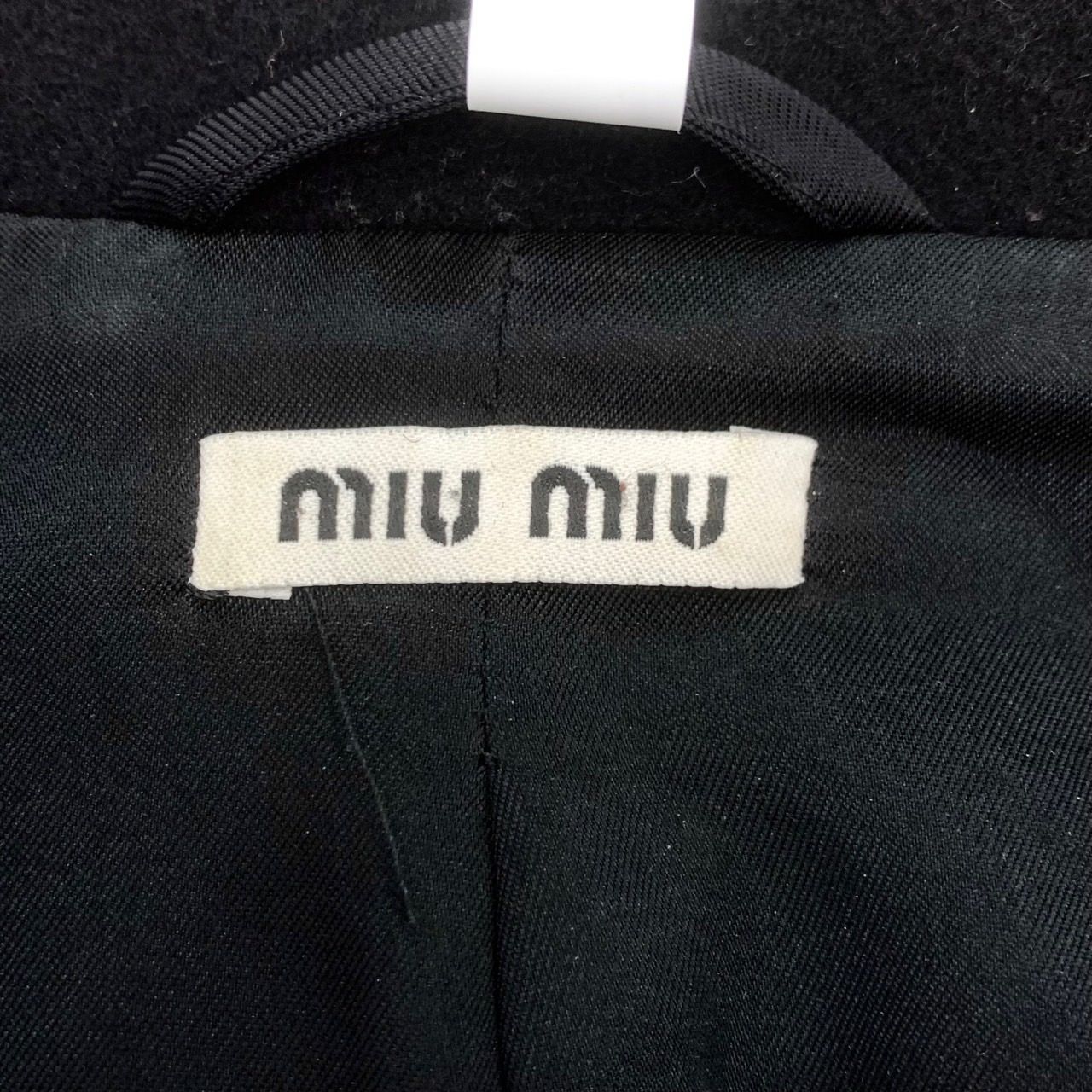 Miu Miu [MiuMiu] Notched Lapel Belted Black Coat 38/S Size S / US 4 / IT 40 - 2 Thumbnail