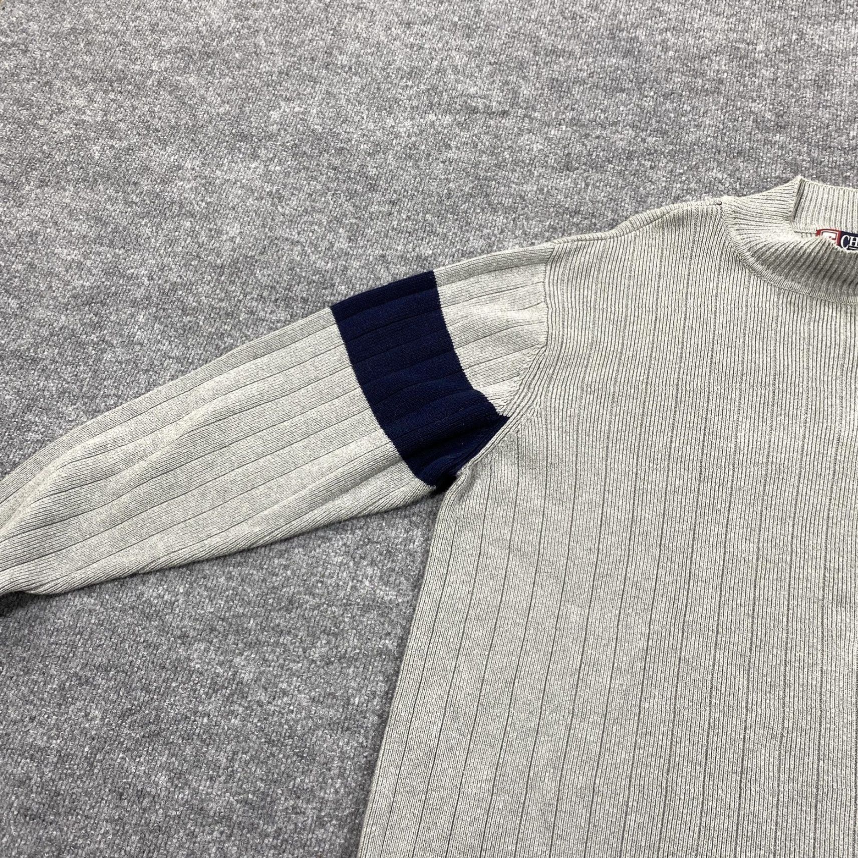 Ralph Lauren CHAPS Ralph Lauren Sweater Mens Large Gray Mock Neck Chunky-Knit Cotton Pullover Size US L / EU 52-54 / 3 - 3 Thumbnail