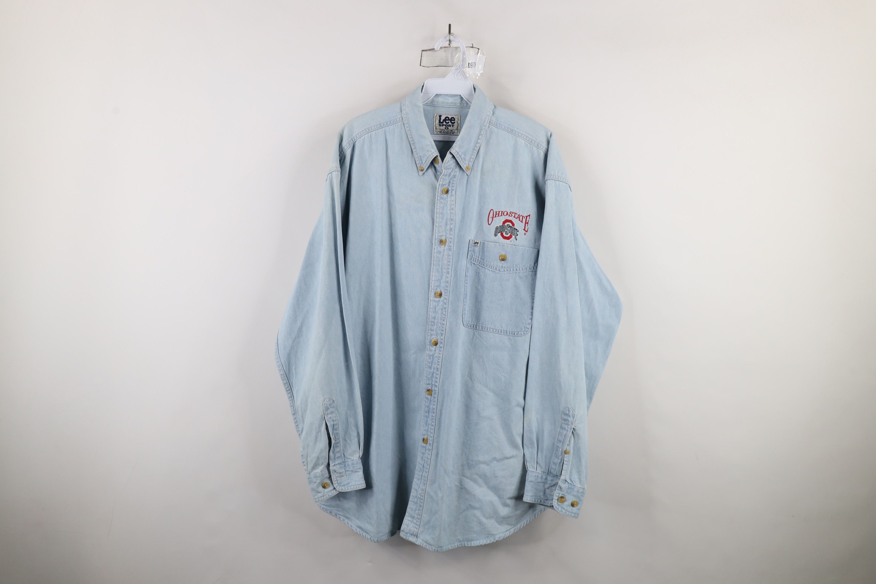Vintage Vintage 90s Ohio State University Denim Jean Button Shirt Size US L / EU 52-54 / 3 - 1 Thumbnail