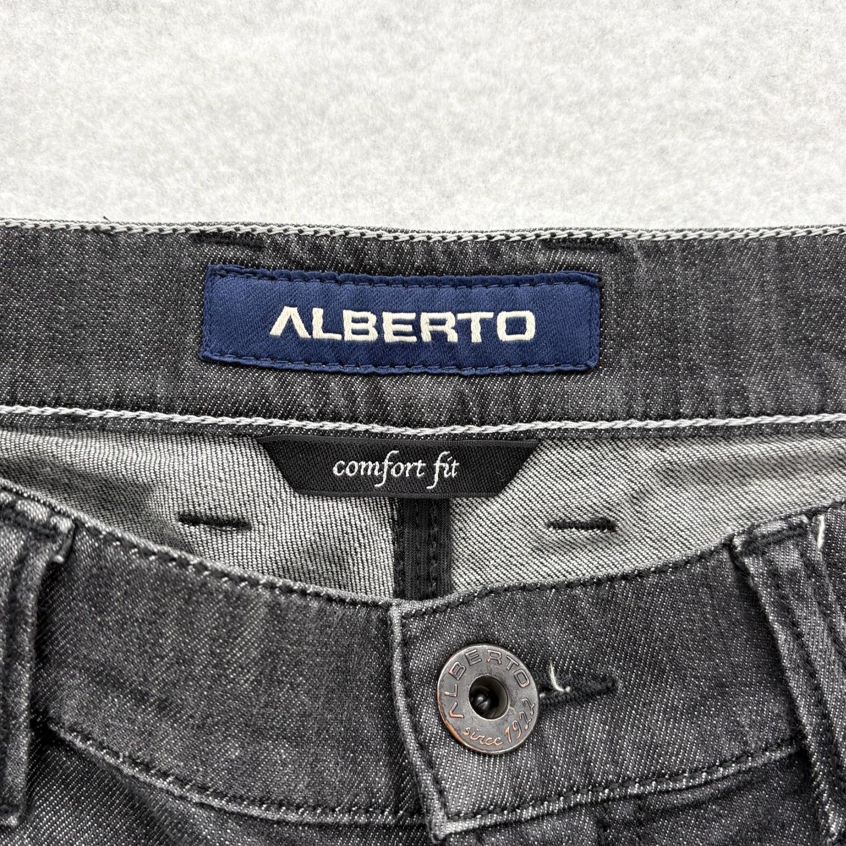 Vintage Alberto Tommy Comfort Straight Jeans Mens 32x34 Gray Charcoal Wash Denim Slip Zip 5-Pocket Modern Stretch Size US 32 / EU 48 - 4 Thumbnail