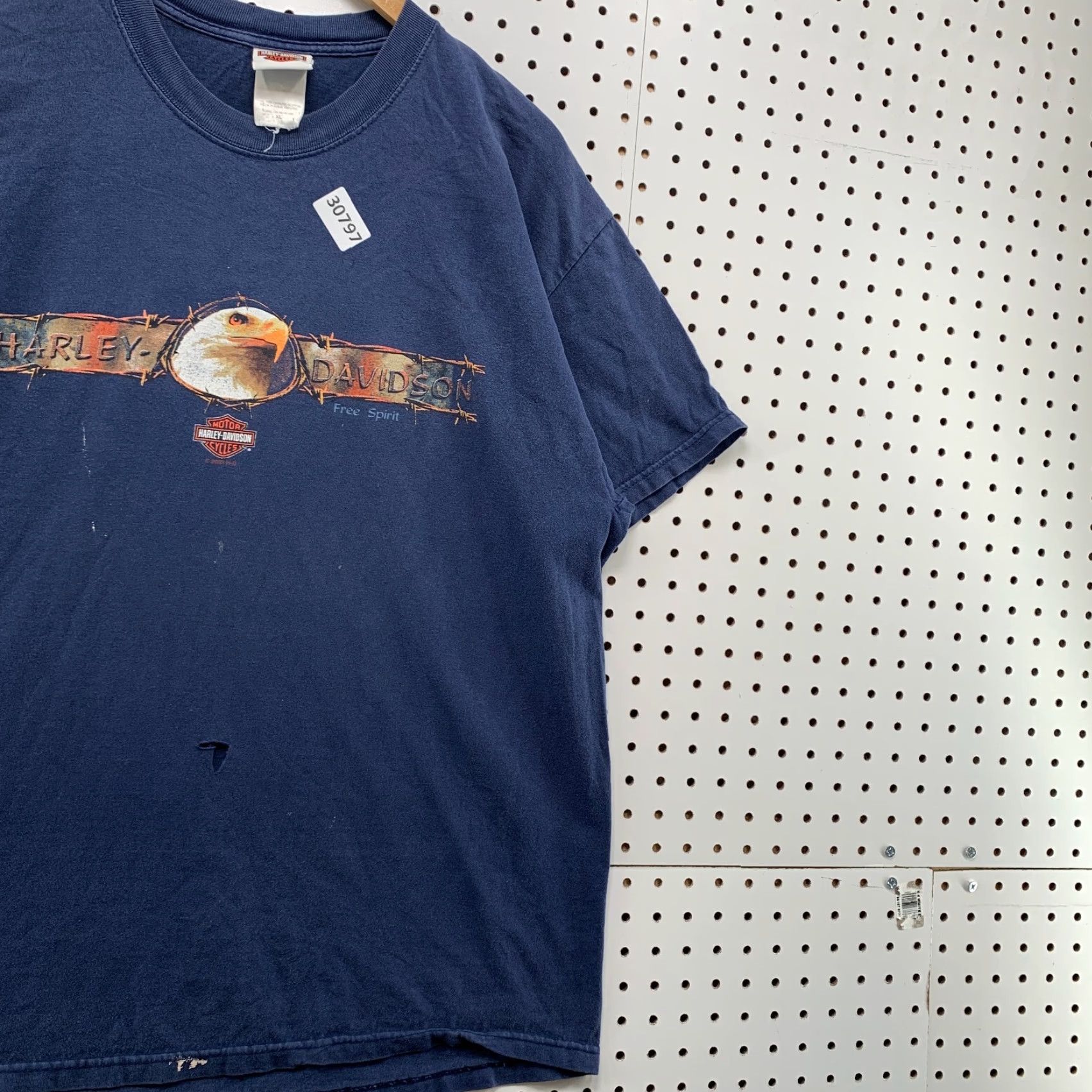 Harley Davidson Harley-Davidson Motorcycle Eagle Shirt Mens XL Blue Distressed Flame 23.5X30 Size US XL / EU 56 / 4 - 4 Thumbnail