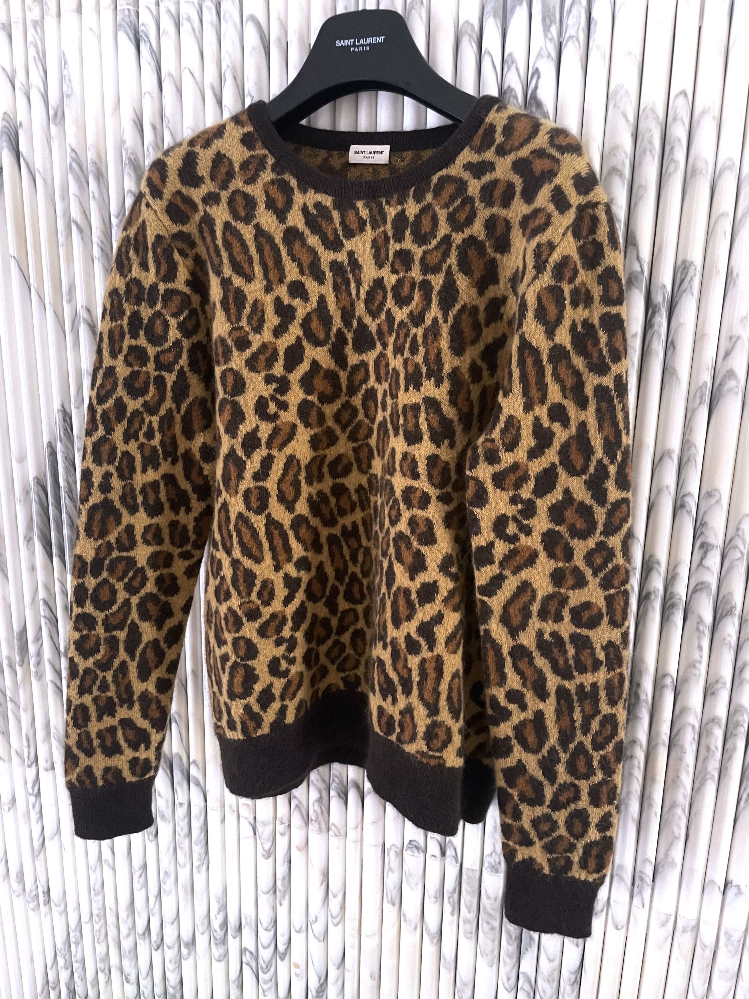 Hedi Slimane × Saint Laurent Paris NEW AW15 PARIS SESSIONS LEOPARD PRINTED MOHAIR SWEATER Size US L / EU 52-54 / 3 - 5 Thumbnail