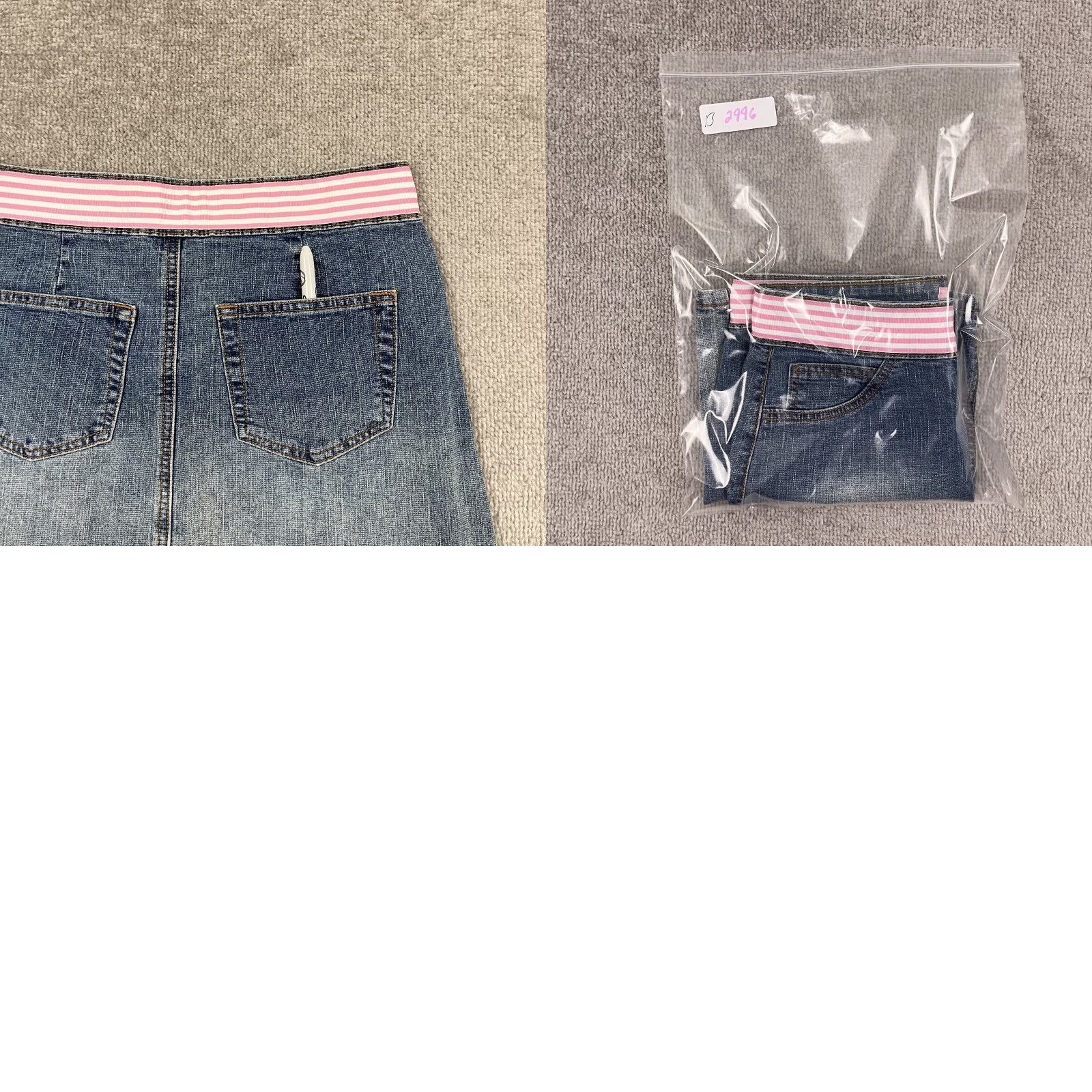 Denime Molly B Denim Mini Skirt Womens Sz 2 Blue Skull Embroidered Ribbon Y2K Cute Pockets Short Regular Size 2 Size 26" / US 2 / IT 38 - 8 Thumbnail
