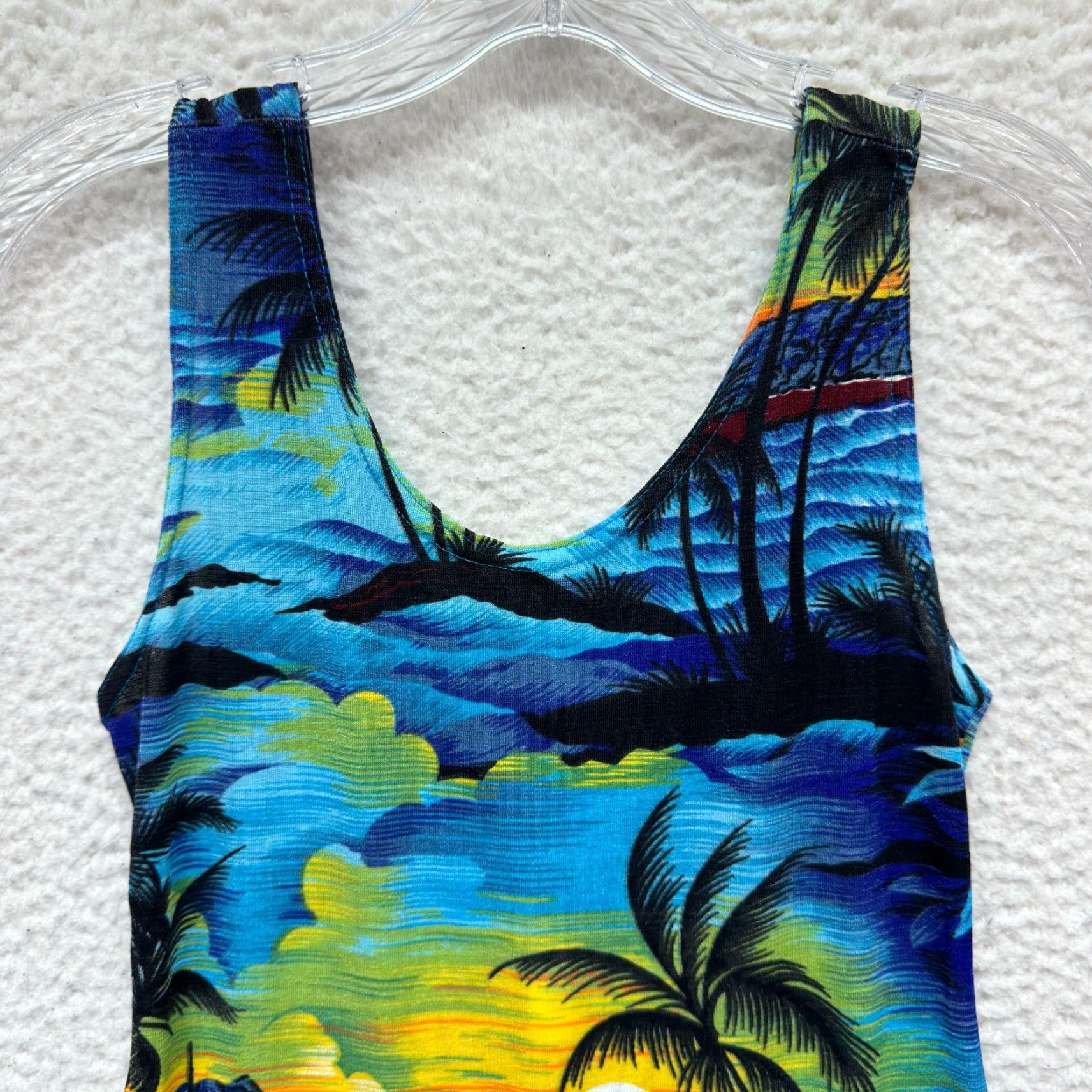 Vintage VINTAGE 90s Y2K Hawaiian Mini Dress M Blue Tropical Floral Grunge Women’s M Size M / US 6-8 / IT 42-44 - 3 Thumbnail