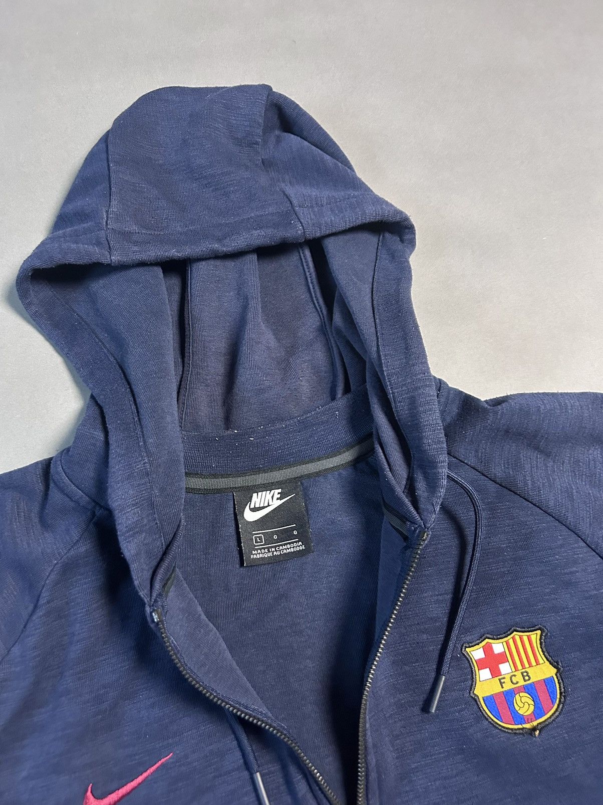 Nike FC Barcelona Nike navy zip hoodie tech fleece style Size US L / EU 52-54 / 3 - 3 Thumbnail