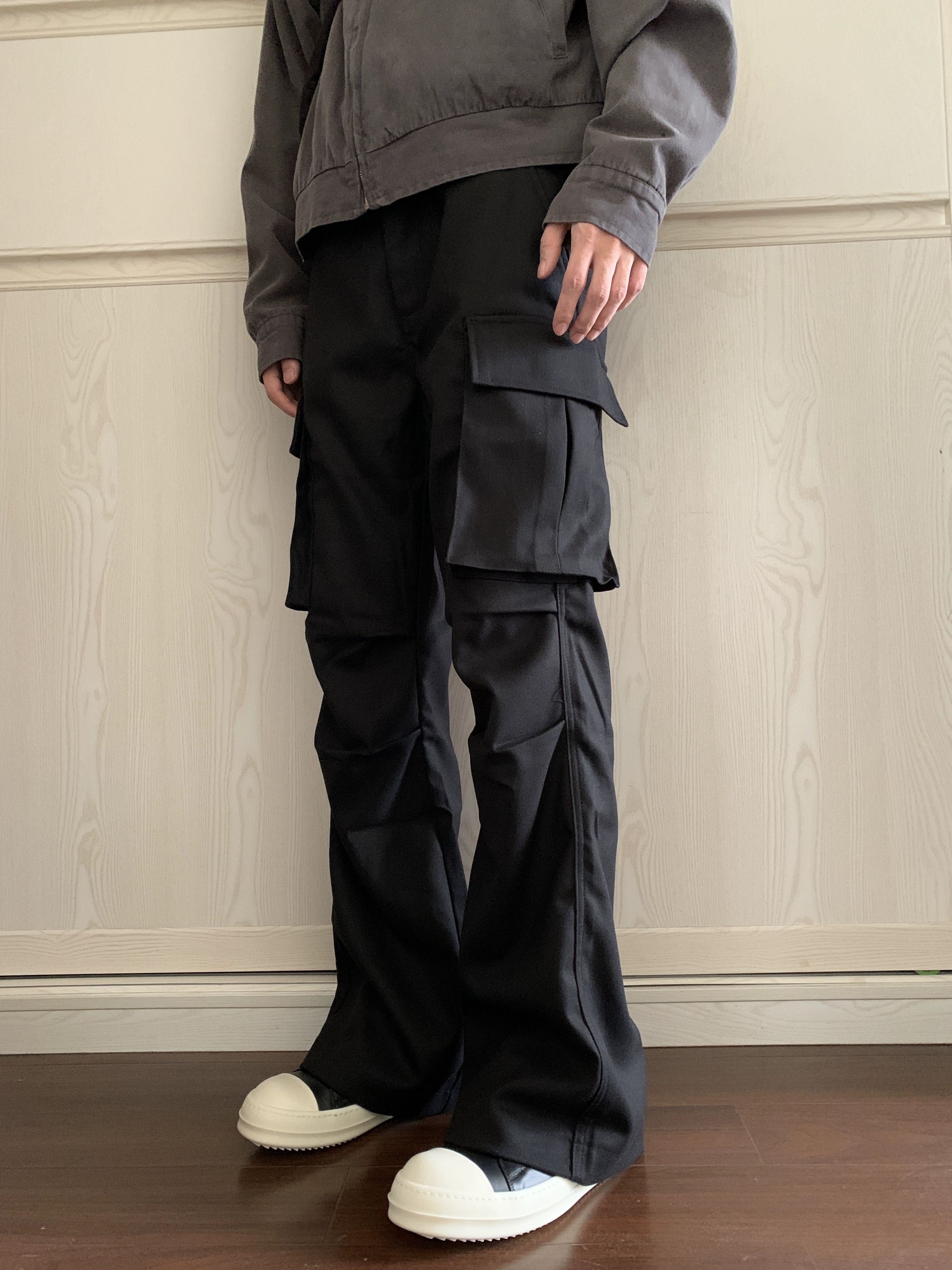 function pleated flared punk cargo pants