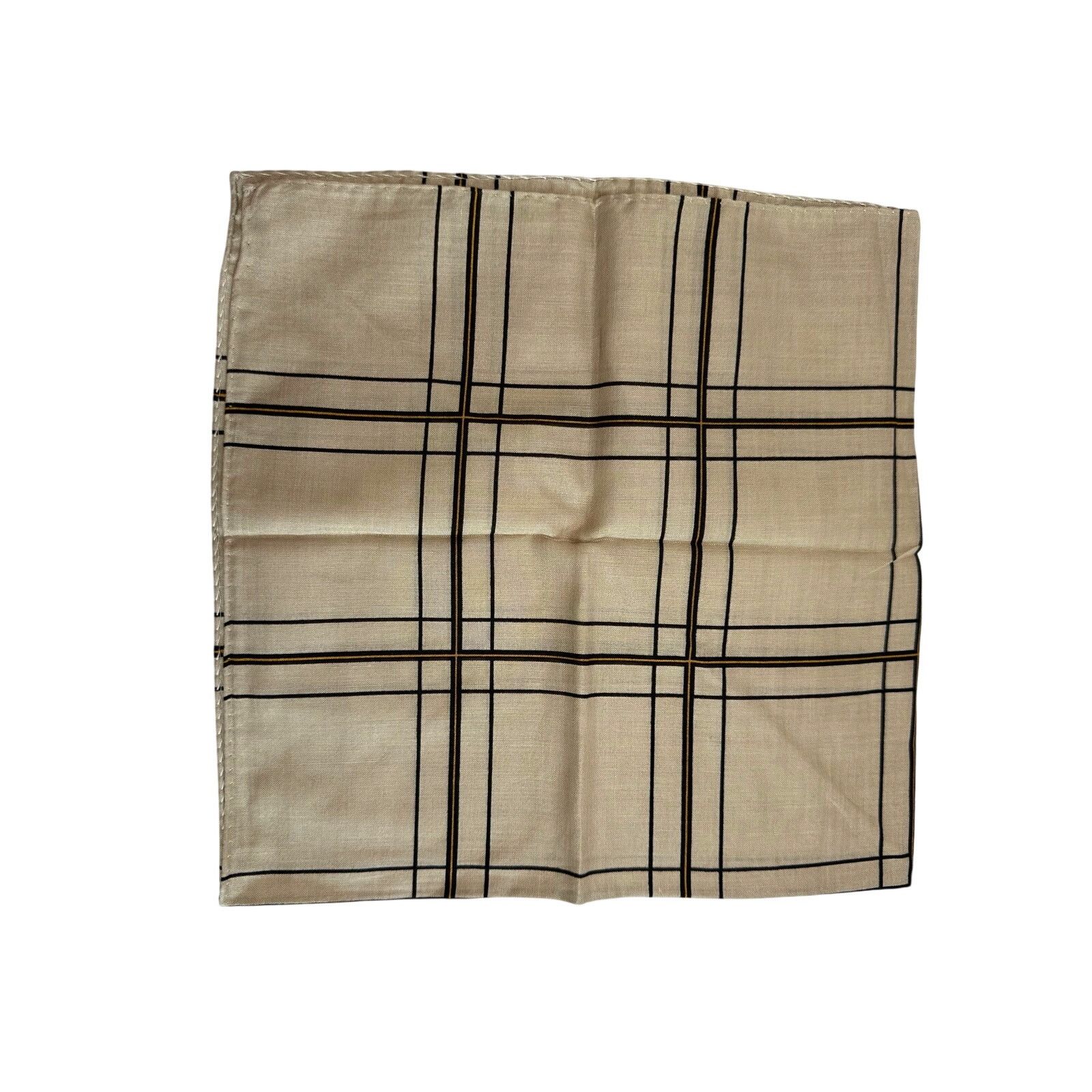 Yves Saint Laurent YSL Yves Saint Laurent Pocket Square Scarf Beige Plaid Size ONE SIZE - 6 Thumbnail
