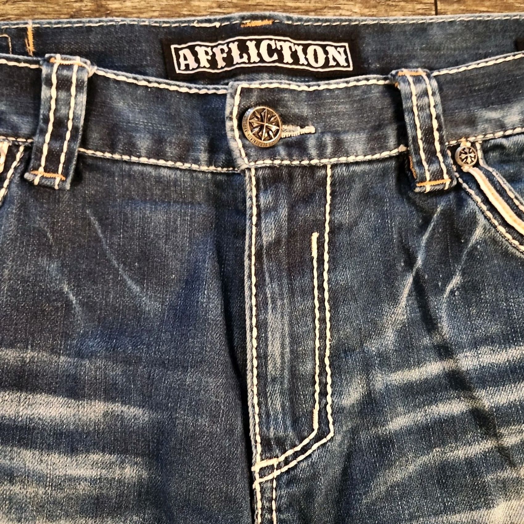 Affliction Affliction Y2K Denim Shorts Mens 36 Cut Off Embroidered Flap Pockets Copper Size US 36 / EU 52 - 7 Thumbnail