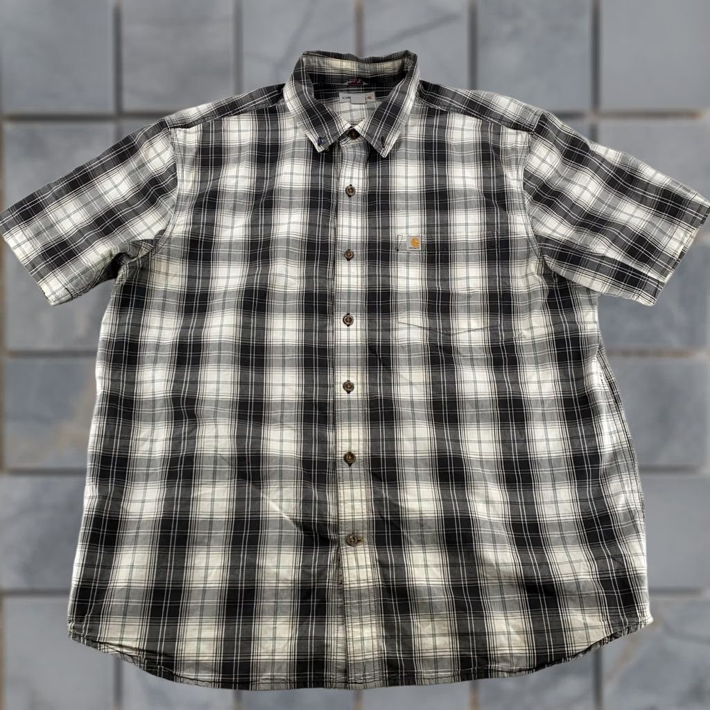 Carhartt Carhartt Shirt Mens XL Black Plaid Button Down Short Sleeve Workwear Size US XL / EU 56 / 4 - 1 Thumbnail