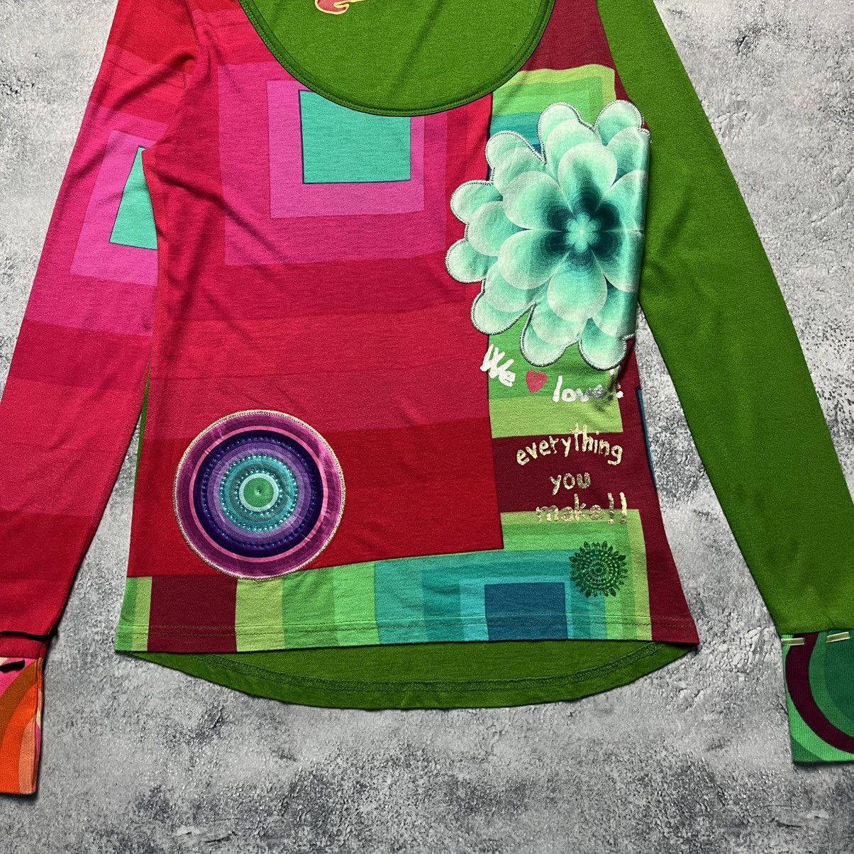 Desigual × Vintage Vintage Desigual Floral Longsleeve Avant-Garde Y2K Size M / US 6-8 / IT 42-44 - 4 Thumbnail