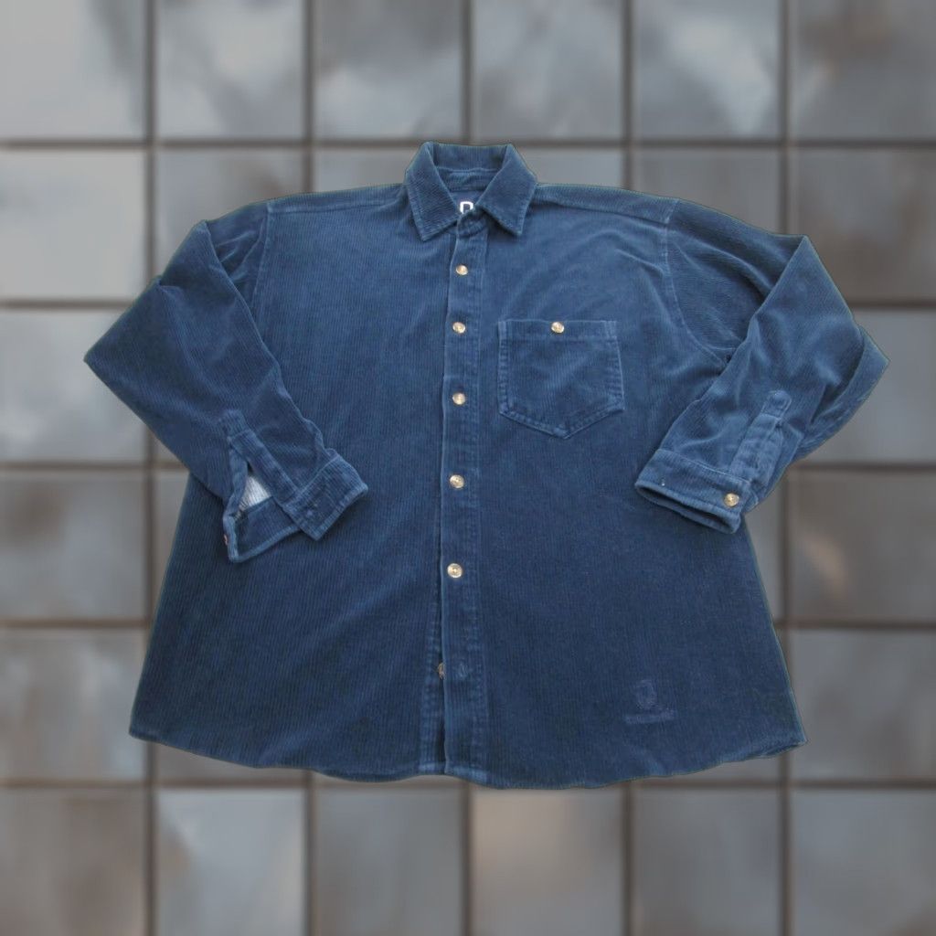 Quiksilver VINTAGE Quiksilver Corduroy Shirt Mens Medium Navy Blue Button-Front 90s Surfer Embroidered Logo Mens Size US M / EU 48-50 / 2 - 1 Thumbnail