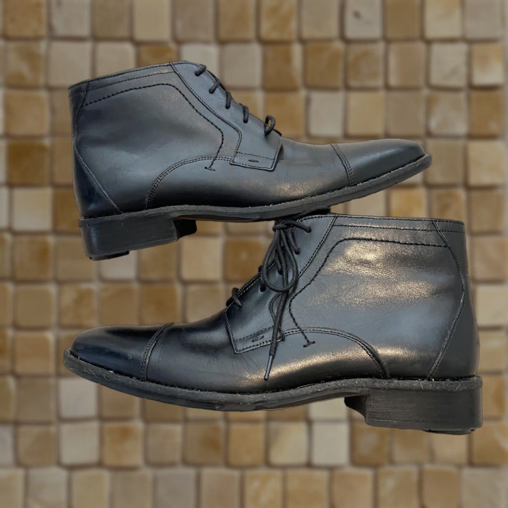 Johnston & Murphy Steerskin Boots Chukka Ankle Cap Toe Black 