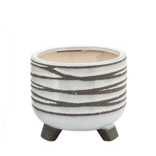 Designer × Homemade S/2 CERAMIC 6/8" FOOTED PLANTER, WHITE Size US L / EU 52-54 / 3 - 5 Thumbnail