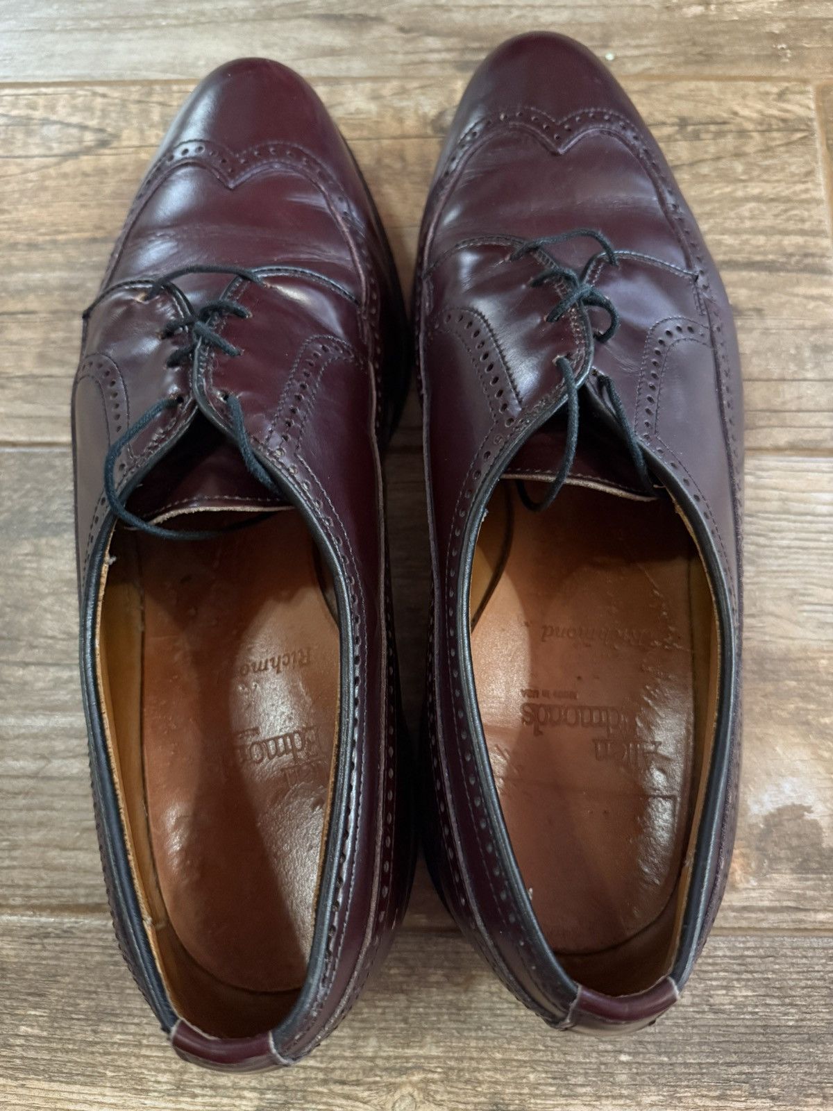 Allen Edmonds Allen Edmonds Richmond 9.5 D Burgundy Broque Wingtip Oxford Size US 9.5 / EU 42-43 - 7 Thumbnail