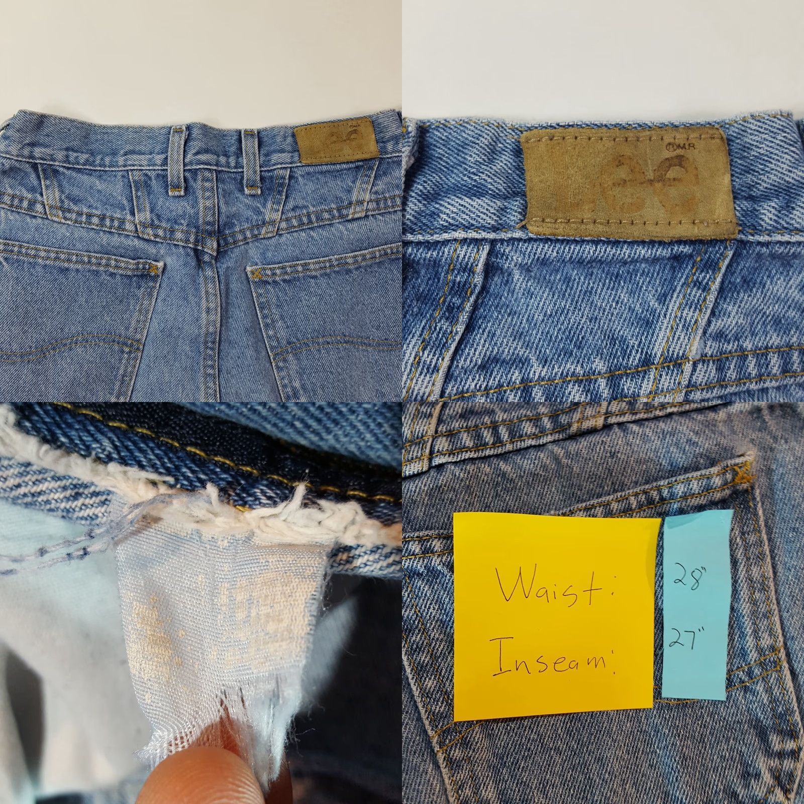 Lee VINTAGE 80s Lee Smiley Women's Size 10 Jeans Blue Denim 28x27 High Rise Relaxed Tapered 100% Cotton Pockets Smile Workwear Hippie Retro M Size 32" / US 10 / IT 46 - 8 Thumbnail