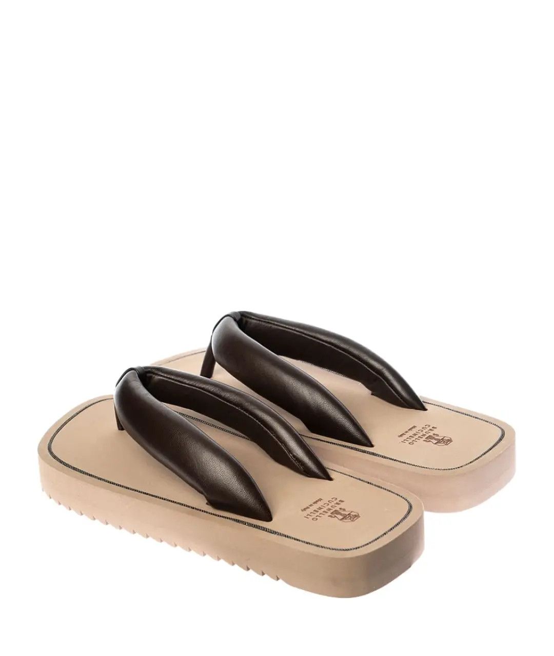 Brunello Cucinelli o1y0725 Leather Slippers in Dark Brown Size US 7 / IT 37 - 3 Thumbnail
