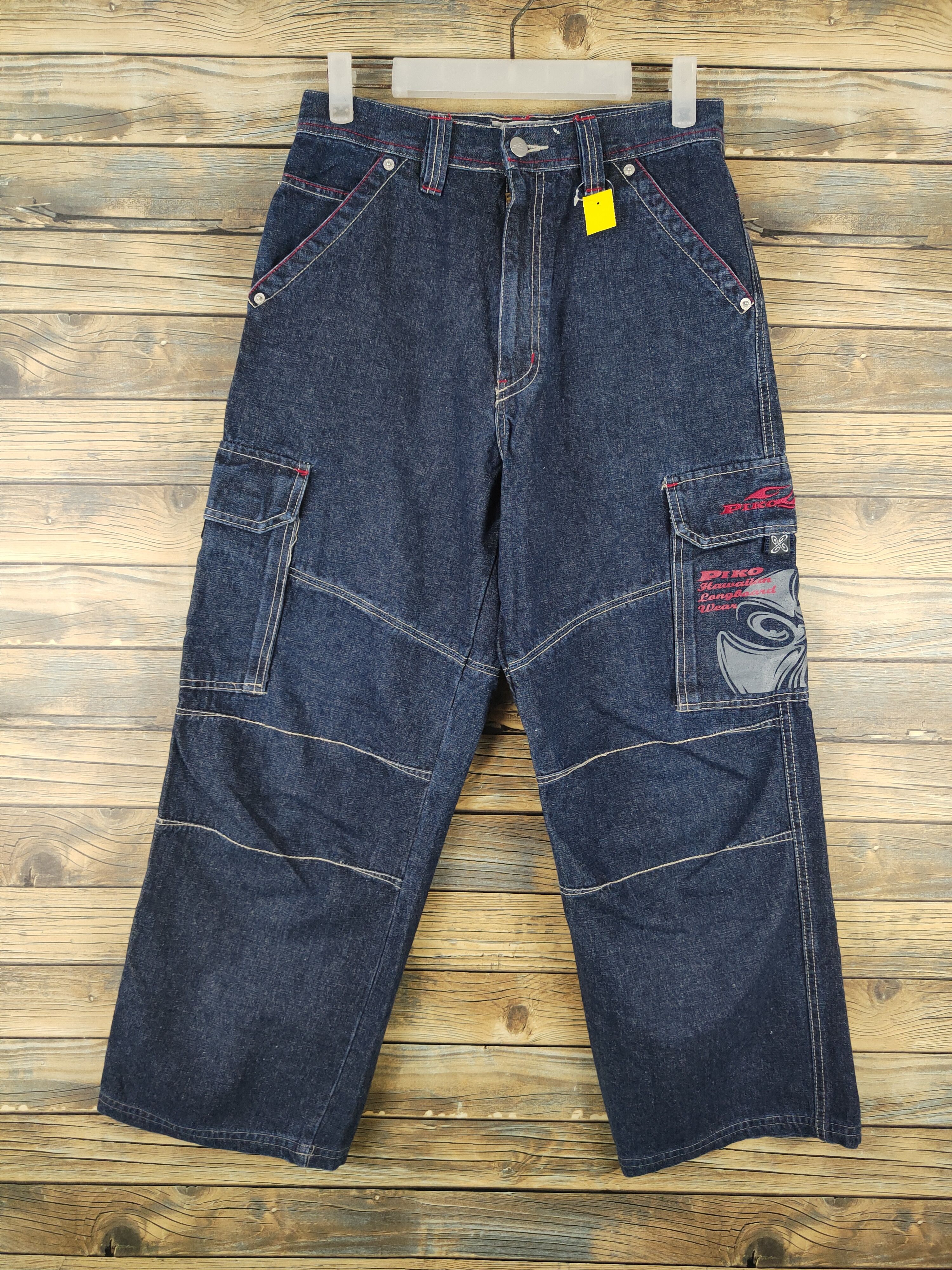 Japanese Brand DL Piko Dark Blue Distressed Ripped Jeans #2405 Size US 28 / EU 44 - 1 Thumbnail