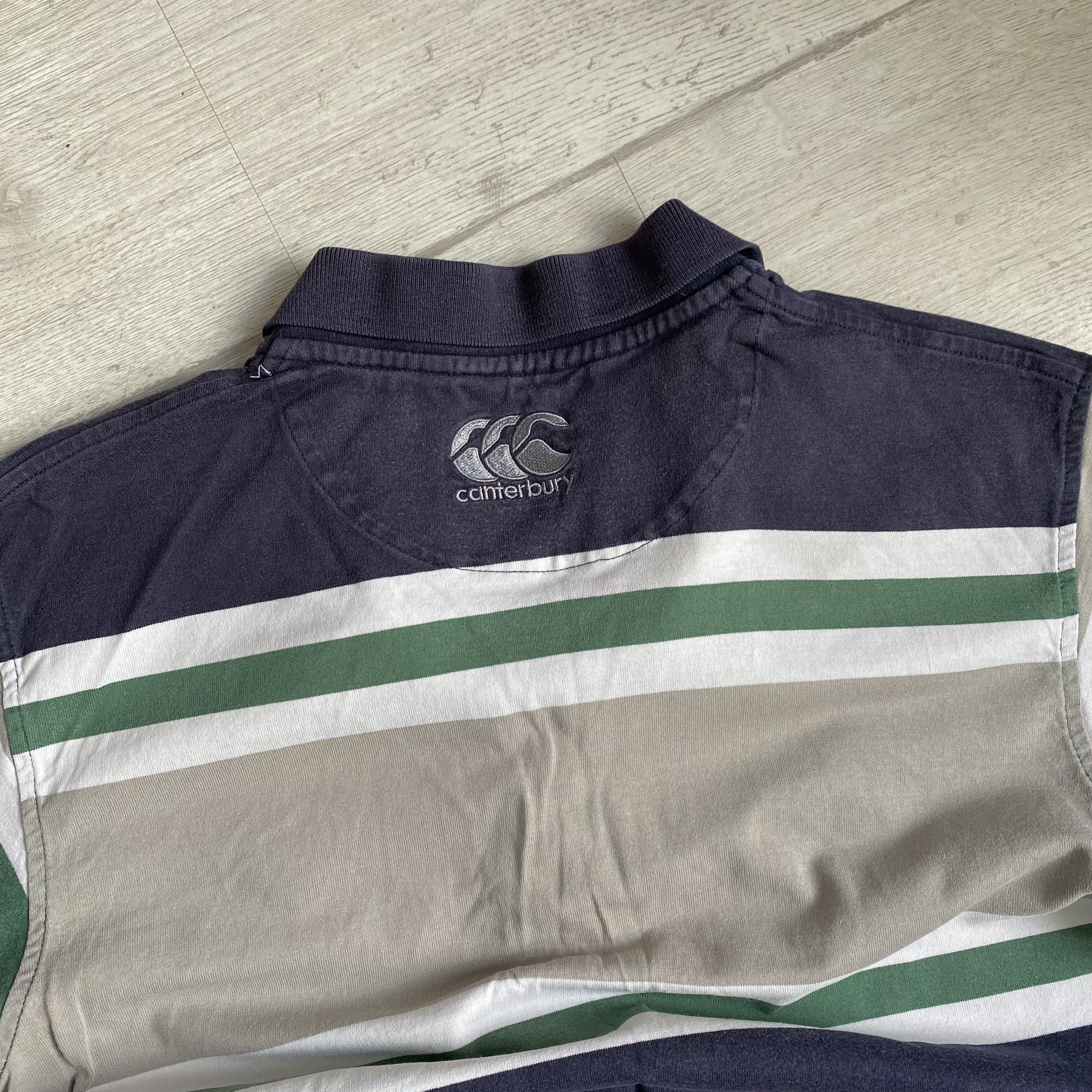 Canterbury of New Zealand 🏈 Vintage Faded Ireland rugby jersey striped polo t-shirt Size US S / EU 44-46 / 1 - 9 Thumbnail