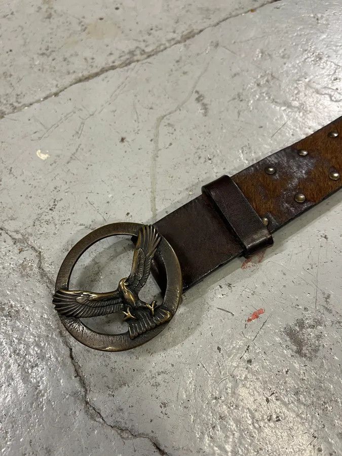 Designer × Vintage 2000s Eagle Royal Archive Brown Pony Hair Leather Belt Size ONE SIZE - 5 Thumbnail