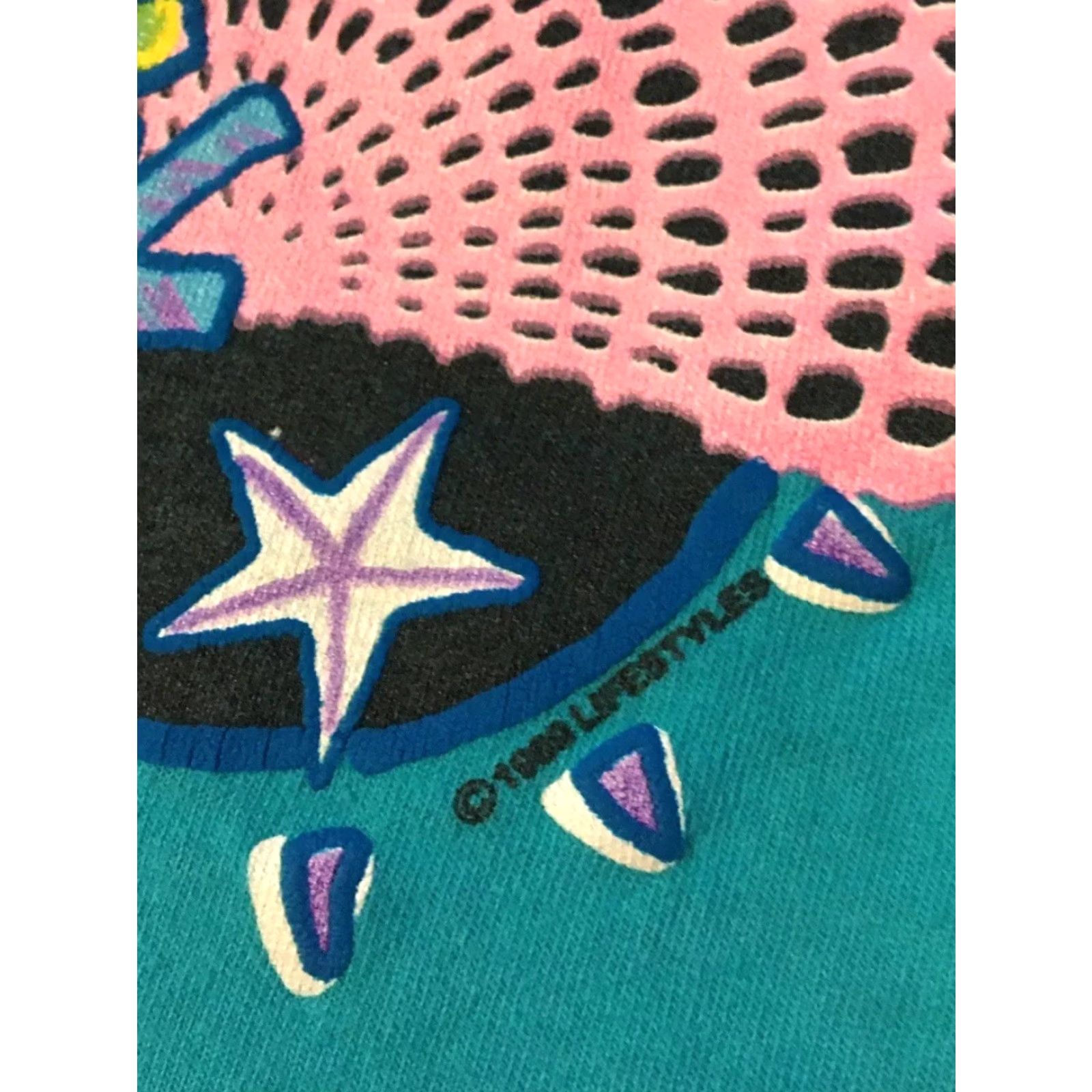 Vintage VINTAGE 80s Texas Sea Life Pop Art Crop Shirt USA Single Stitch Abstract Fish 90s Womens T-Shirt Blue Striped Graphic Tee One Size Size ONE SIZE - 4 Thumbnail