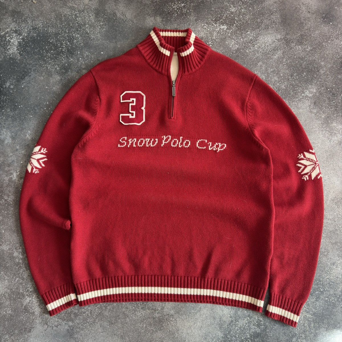 20471120 × Vintage Snow Polo Cup Vintage Knit Sweater (Ralph Lauren style) Size US M / EU 48-50 / 2 - 1 Thumbnail