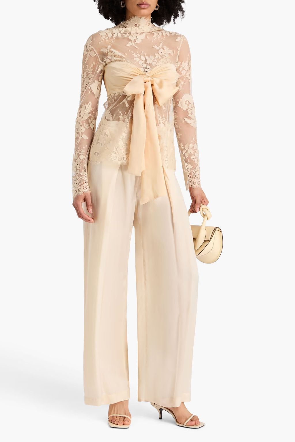 Zimmermann oc11z0725 Bow-Detailed Lace Top in Cream Size M / US 6-8 / IT 42-44 - 2 Thumbnail