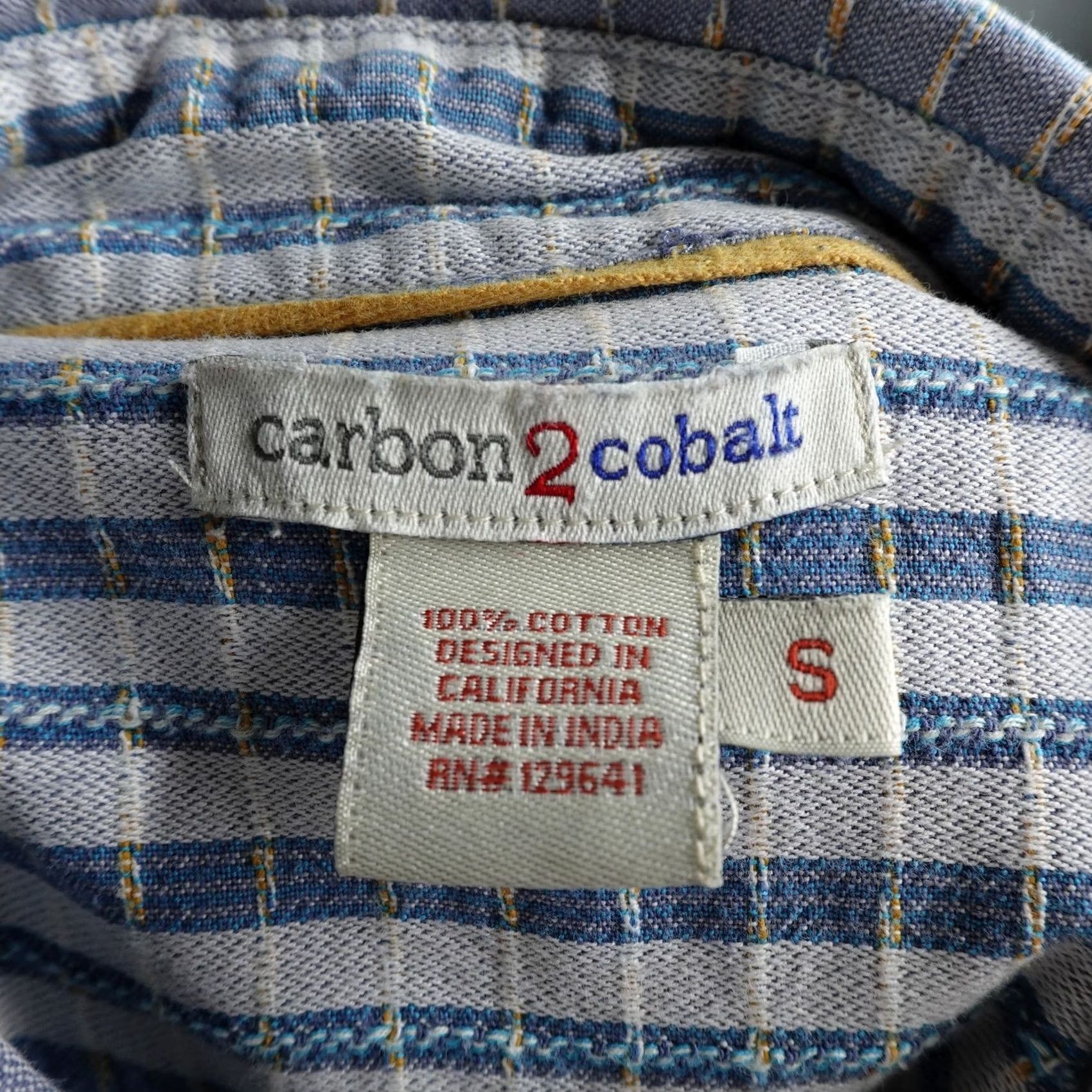 Carbon2Cobalt Carbon 2 Cobalt Shirt Mens Small Blue Plaid Textured Button Up Long Sleeve Size US S / EU 44-46 / 1 - 6 Thumbnail