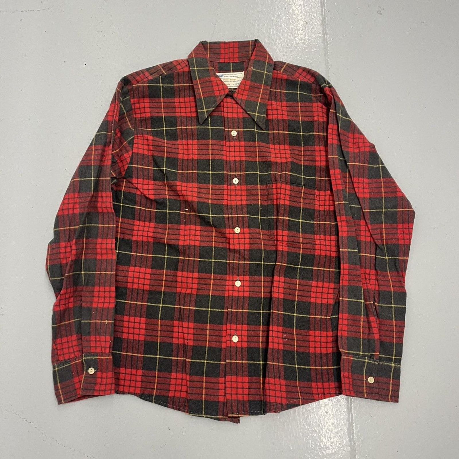 JCPenney NOS Vintage 70s JCPenney Red Plaid Flannel Loop Collar Size US M / EU 48-50 / 2 - 1 Thumbnail