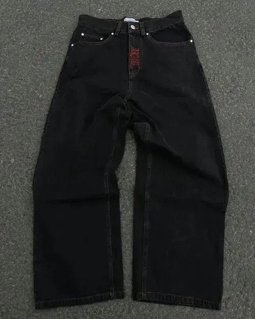 VIBE Retro Skull Embroidery Washed Baggy Denim Size US 34 / EU 50 - 2 Thumbnail