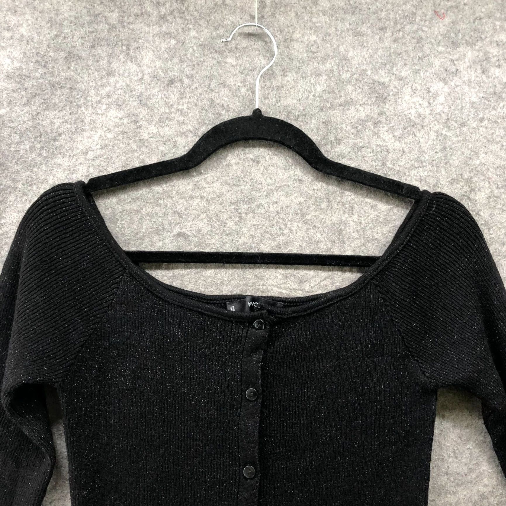 Mango MNG Mango Off Shoulder Flare Sleeve Cardigan Womens XL Black Metallic Size XL / US 12-14 / IT 48-50 - 3 Thumbnail