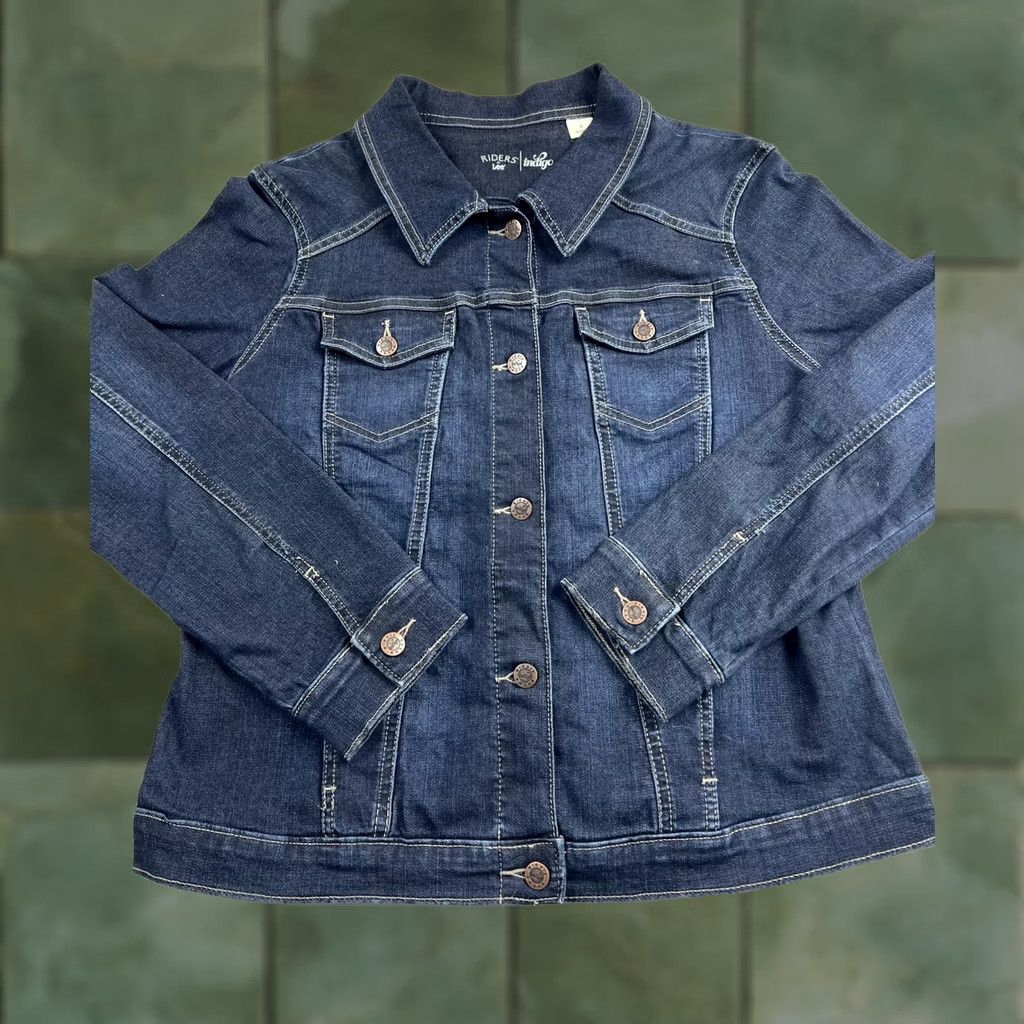 Vintage Riders by Lee Denim Jacket Womens XL Blue Button Front Trucker Pockets Size XL / US 12-14 / IT 48-50 - 1 Thumbnail