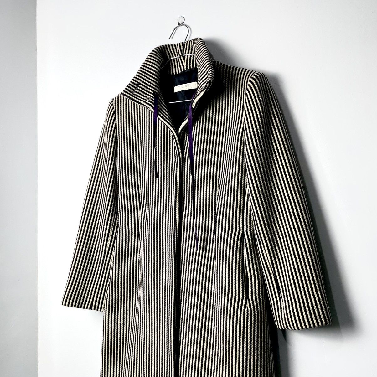 Miu Miu Miu Miu Archival Vertically Striped Wool Overcoat Size M / US 6-8 / IT 42-44 - 2 Thumbnail
