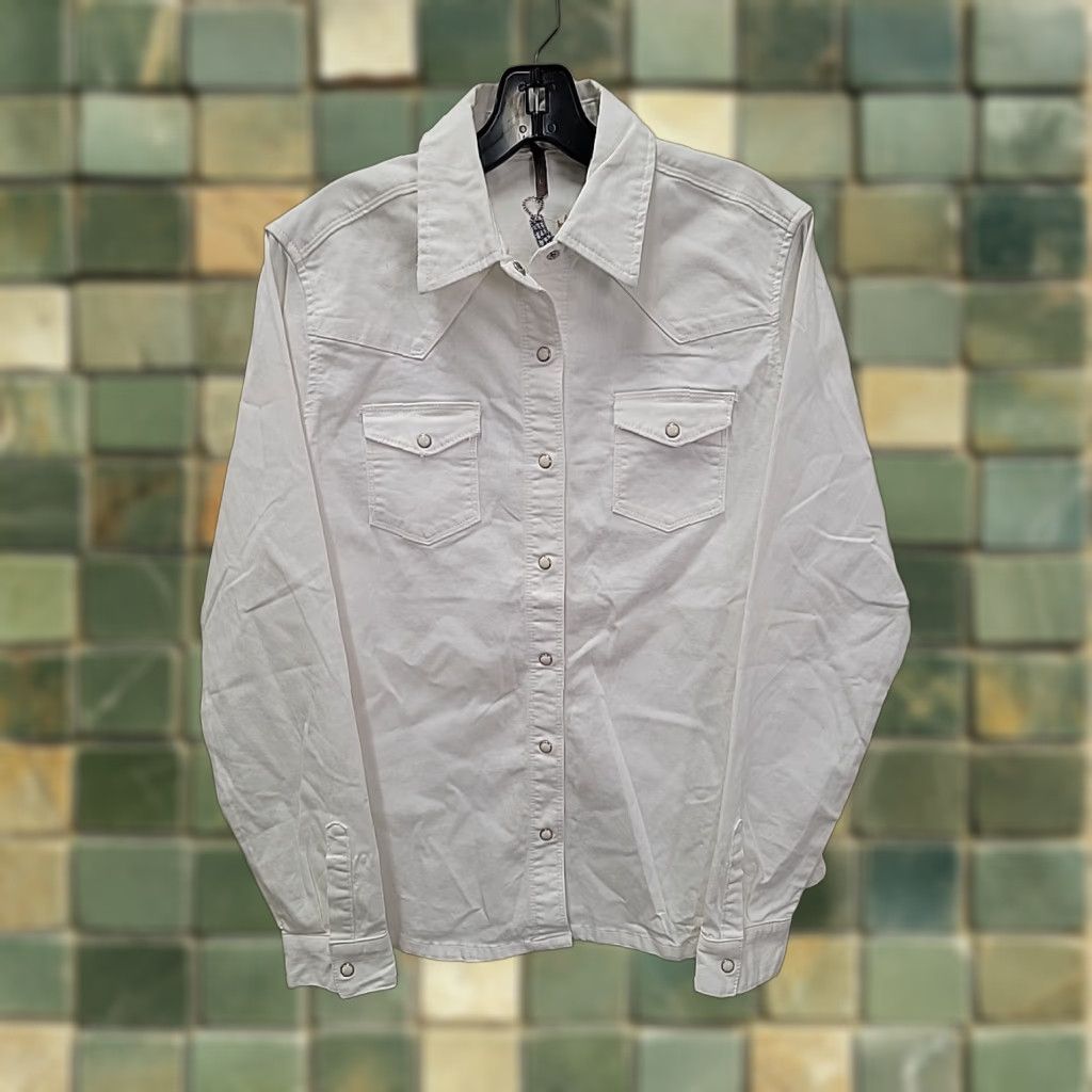 Stetson Stetson Womens Shirt Western Snap Pockets Cotton Size L White Size L / US 10 / IT 46 - 1 Thumbnail