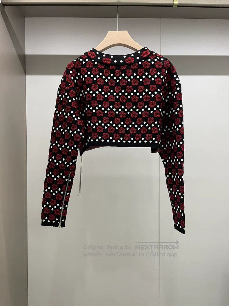 Alaia Red Floral Knit Sweater