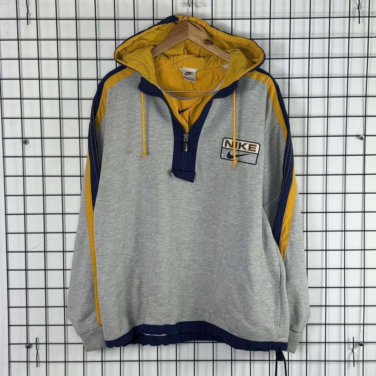 Nike Nike Vintage Hoodie Grey Yellow 90s Retro Mini Swoosh Size US XL / EU 56 / 4 - 1 Thumbnail