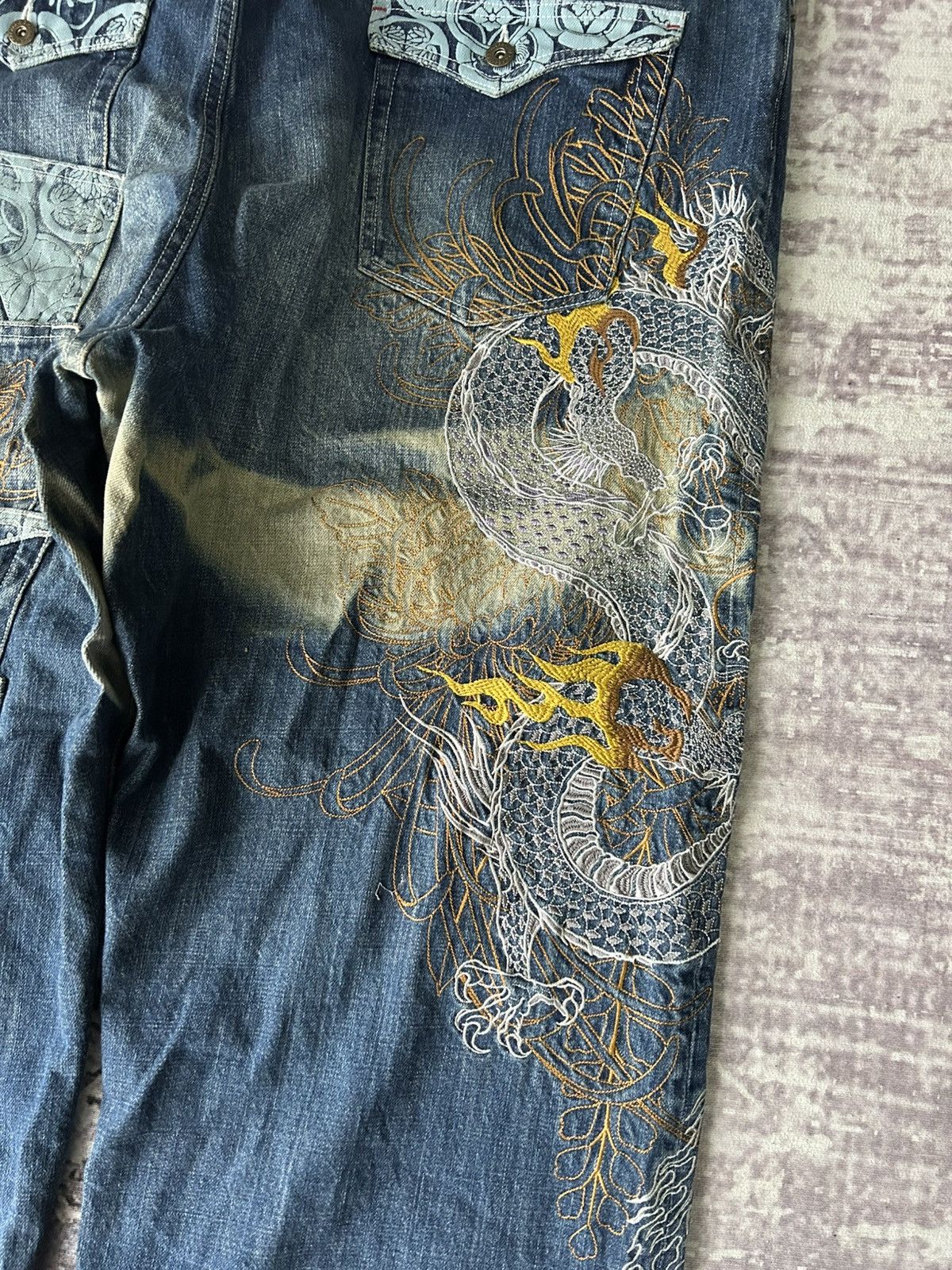 Karakuri Tamashii Overprint Dragon Embroidery Karakuri Jeans Size US 44 / EU 60 - 8 Thumbnail
