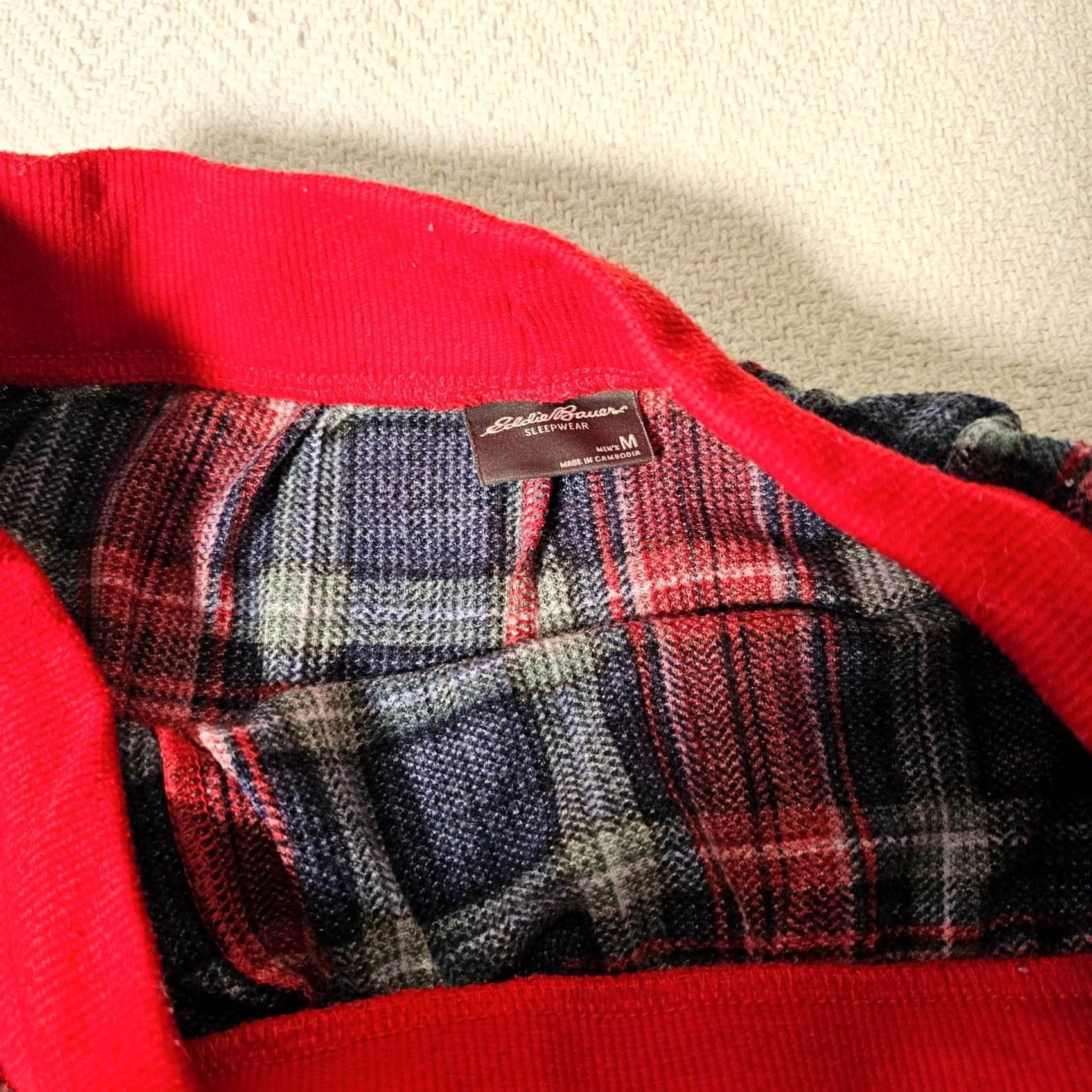 Eddie Bauer Eddie Bauer Lounge Pants Mens Medium Red Plaid Drawstring Waist Pockets Lounge Set Casual Comfort Size US 31 - 4 Thumbnail
