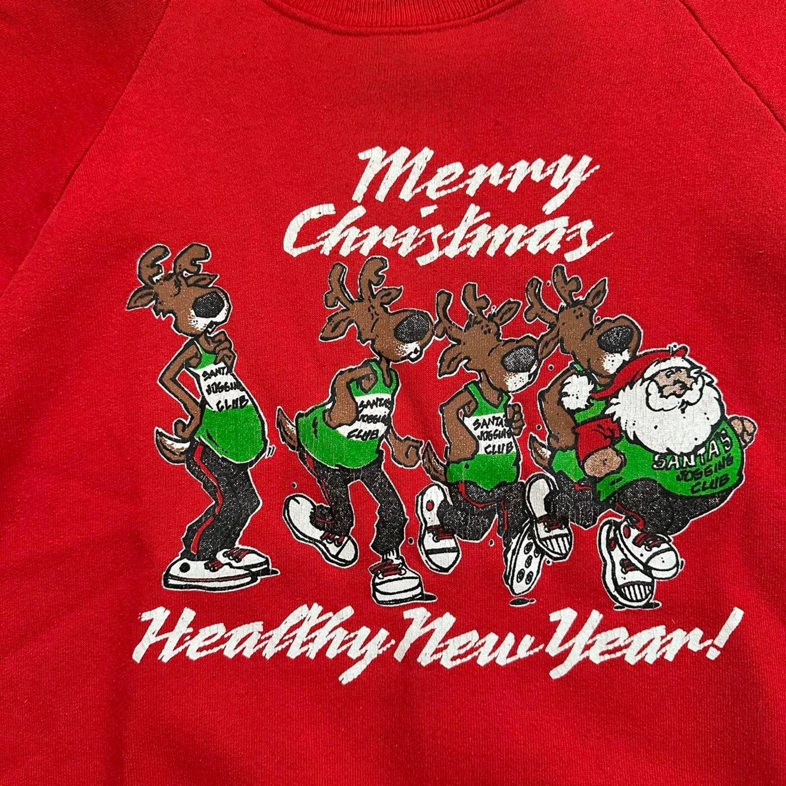 Vintage Christmas Holiday Sweater Santa Reindeer Healthy New Year L Size US L / EU 52-54 / 3 - 2 Thumbnail