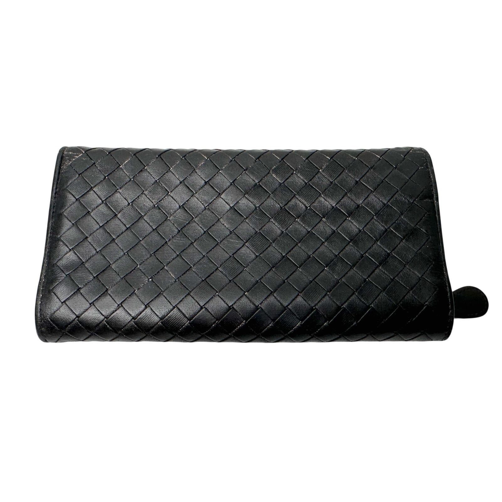 Bottega Veneta Bottega Veneta Intrecciato Woven Black Leather Long Wallet Size ONE SIZE - 2 Thumbnail