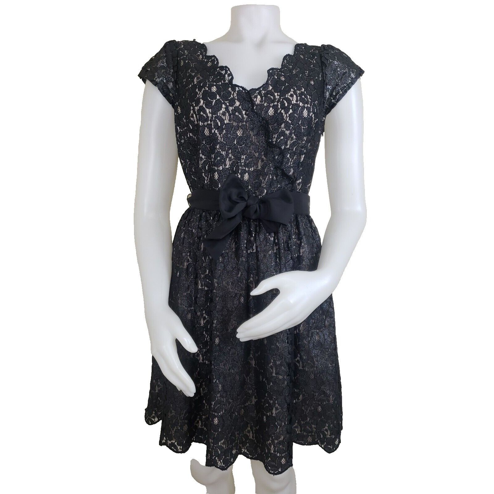 Other Elle New Years Eve Dress Womens Sz 4 Black Shimmer Lace Over Size S / US 4 / IT 40 - 1 Thumbnail