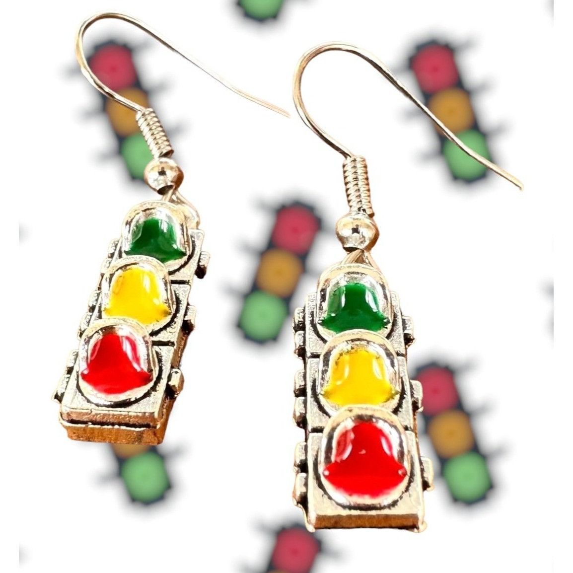 Handmade Traffic Light Earrings Signal New Dangle Hooks Stop Wait Go Size ONE SIZE - 10 Thumbnail