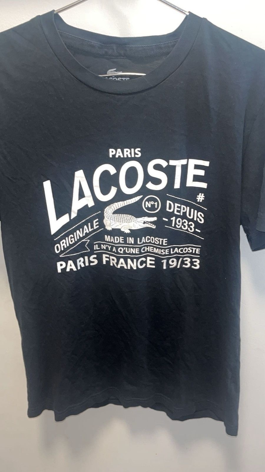 Lacoste Black graphic Lacoste shirt with white logo Size US M / EU 48-50 / 2 - 1 Thumbnail