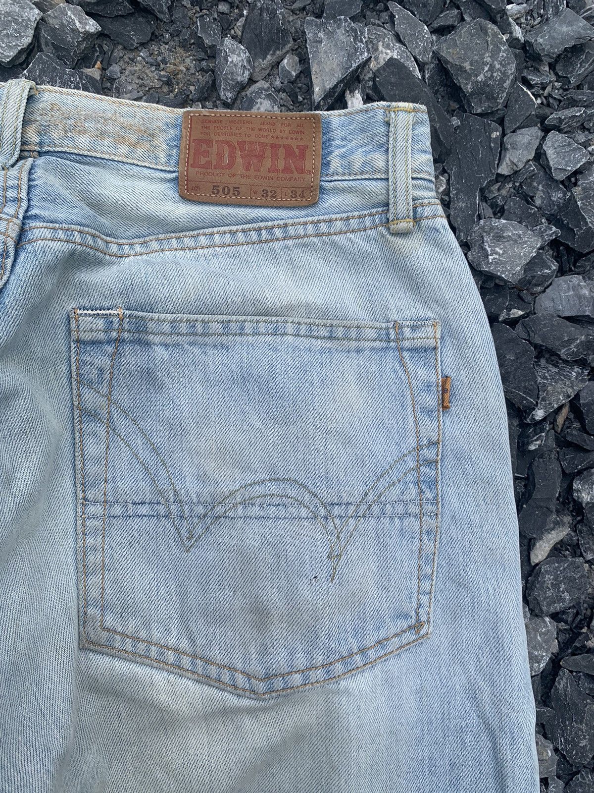 Edwin × Kapital × Vintage EDWIN 505 SELVEDGE BUTTON FLY BAGGY FADED DISTRESSED DENIM Size US 32 / EU 48 - 12 Thumbnail