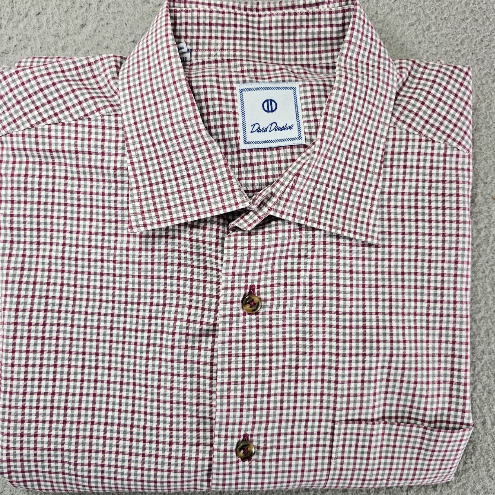 David Donahue David Donahue Dress Shirt Mens XL Check Twill Cotton Long Sleeve Pockets Button Collared Size 46R - 2 Thumbnail
