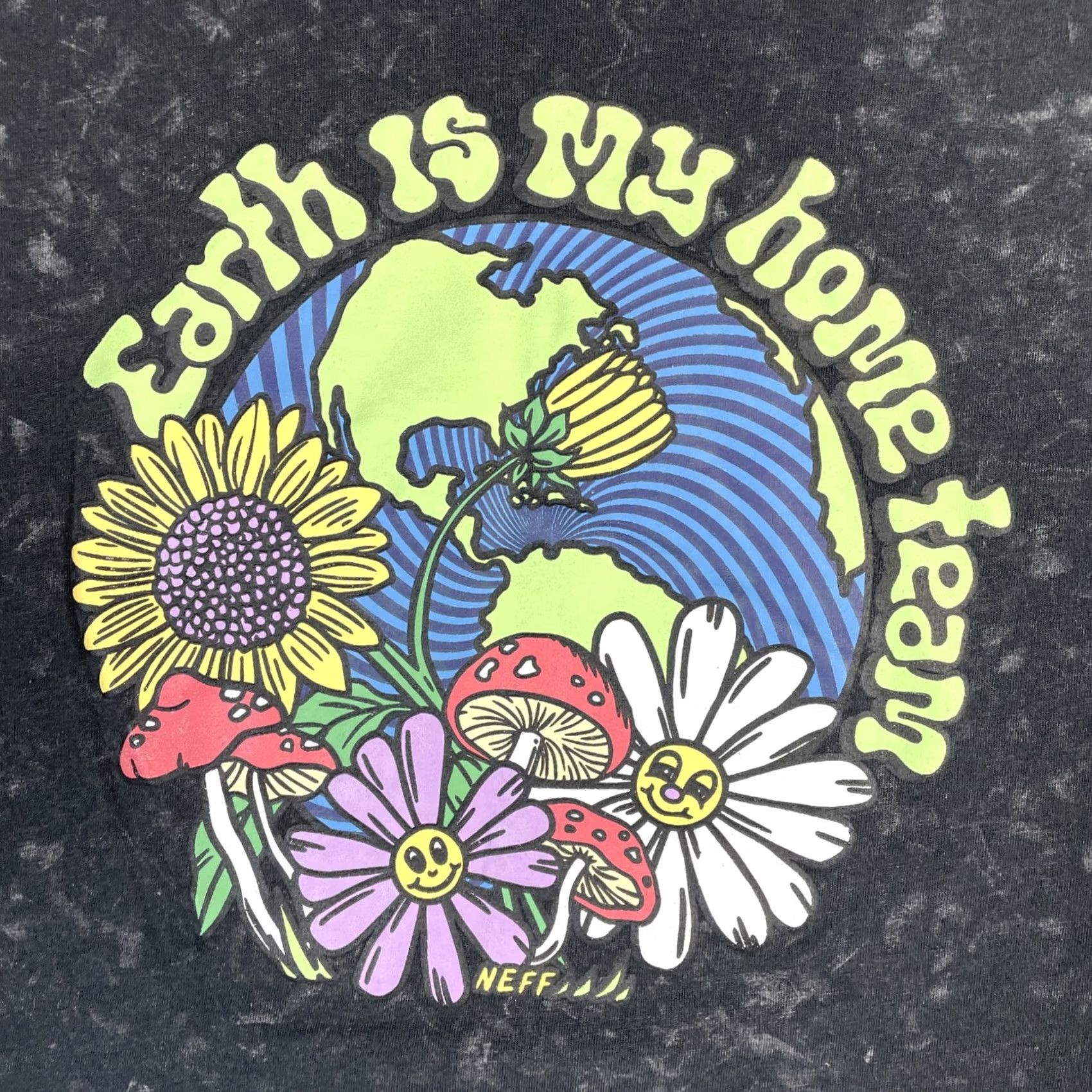 Vintage Neff T Shirt Men XL Black Fade Stone Wash Earth Nature Mushrooms Flowers Size US XL / EU 56 / 4 - 6 Thumbnail