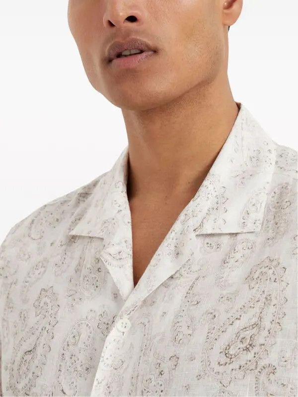 Brunello Cucinelli o1y0526 Linen Shirt in White Size US M / EU 48-50 / 2 - 4 Thumbnail